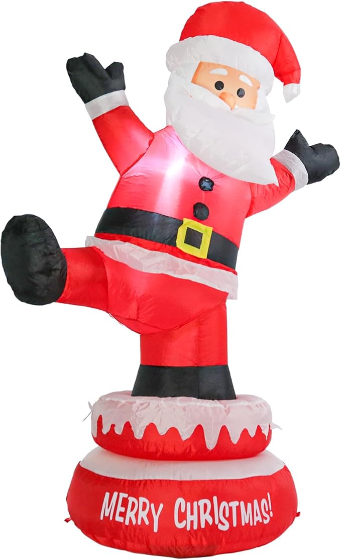 Christmas Inflatables Outdoor Decoration 5 FT High Santa Claus Rotating with LED Lights Christmas Blow Up for Lawn Garden Holiday Party Yard Xmas Decor