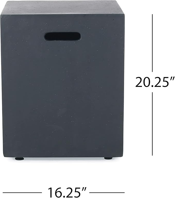 Propane Tank Cover Table for Fire Pits, 20 LB Concrete Propane Tank Holder with Side Handles, Outdoor Tank Storage Side Table for Patio, Gas Griddle, Dark Gray