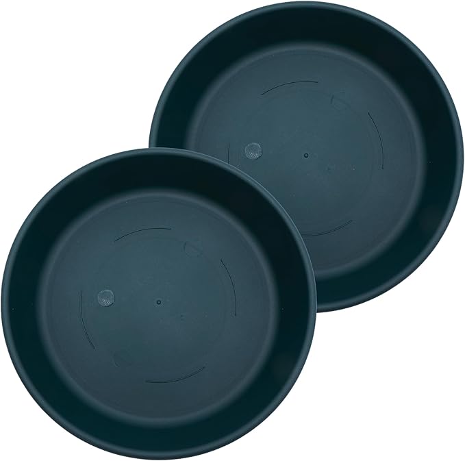The HC Companies Flower Pot Saucers - Plastic Plant Saucer for Outdoors & Indoors - Traditional Design Plant Pot Trays for Water Drainage - Durable & Stylish Round Plant Tray (16-inch Evergreen)