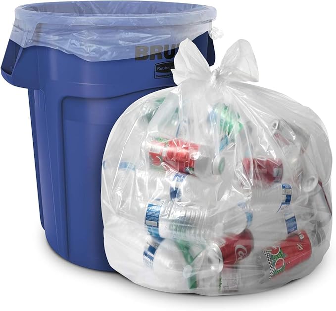 Aluf Plastics 45 Gallon 2.0 MIL Clear Garbage Bags - 40" x 46" - Pack of 200 - For Contractor, Industrial, Healthcare, & Municipal