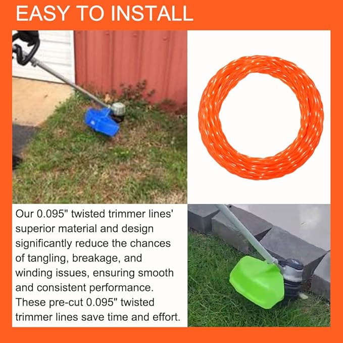 12PC 14 feet *.095" Replacemnt AL2450s Precut Line for EGO ST1502SA ST1511T ST1623T ST1611T ST1500SF ST1530 STA1500 STX3800, BCX3800 ST1502XY ST1500XY ST1504SF 15-Inch String Trimmer