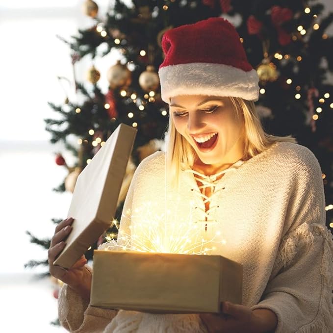 Admitrack String Lights Christmas Lights,198 LED 8 Modes Dimmable with Remote Control, Waterproof Copper Wire Decorative Hanging Lights for Party Patio Garden Decoration (Warm White, 4PC)