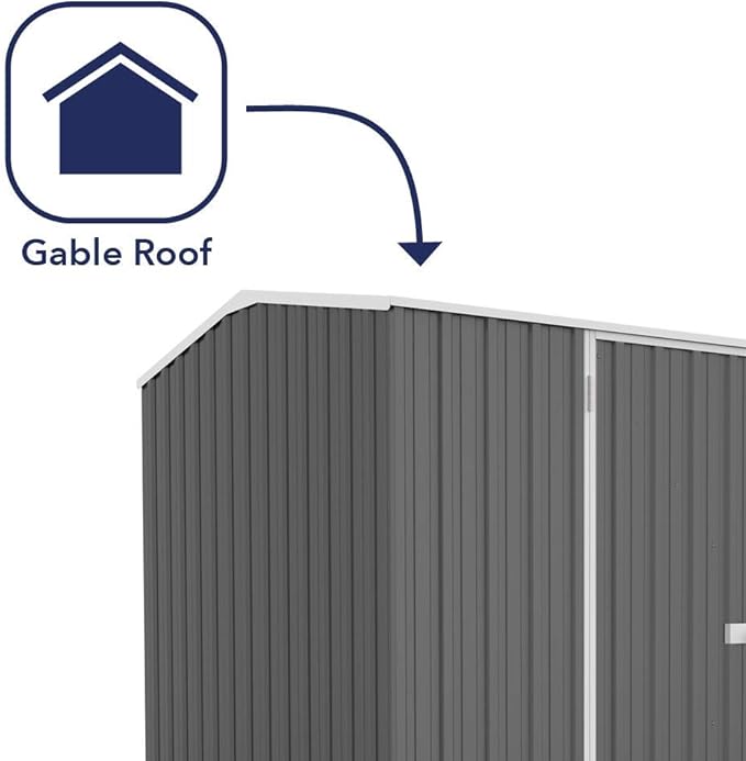 Absco Premier Storage Sheds, 10'x7' Metal Garage, DIY Backyard Shed, Utility Tool Storage, Weather & Wind Resistant Aluminum Panels & Steel Frame, Maintenance-Free, 12 Year Warranty, Woodland Gray