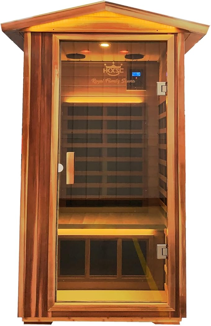 Red Cedar 1 Person Outdoor Ultra-Low Emf（0.5mg） Infrared Sauna, Multi-Person Home Sauna Spa, 1 Person Outdoor Sauna, Personal Indoor Sauna (Red Cedar Personal Outdoor Sauna)