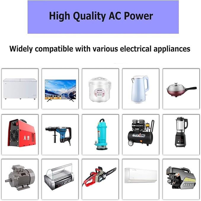 1200W Pure Sine Wave Inverter-12V DC to 110V 120V AC Power Converter with 2 AC Outlets, 12 Volt Power Inverter for Truck, Rv, Camping, Home, Emergency Power