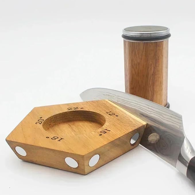 Acacia Rolling Knife Sharpener with 2 Diamond discs and Corundum disc, Rolling Knife Sharpener Kit with 5 Magnetic Angle Offer 12/15/18/20/22°