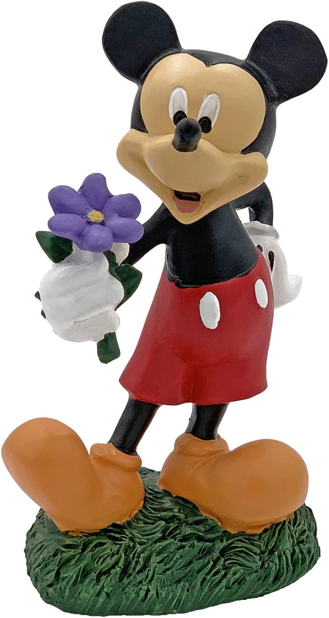 Disney Mickey Purple Flower Everyday Outdoor Garden Statue, 6 inches high, Officially Licensed Disney Product
