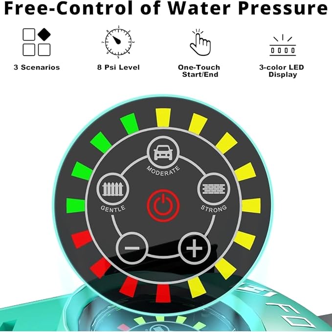 2025Upgraded Pressure Washer 5000PSI with Adjustable Touch Screen 8 Level, 34" Tall, 4 Quick Connect Nozzles,Inlet Hose&Filter&500mlFoam Cannon for Cars/Fences/Driveways/Home Cleaning,Green