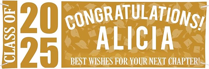 Let's Make Memories Personalized Graduation Banner Class of 2025 - Graduation Party Decorations - Congratulations Banner - Indoor/Outdoor Vinyl - Best in Class - Gold - 6 ft.