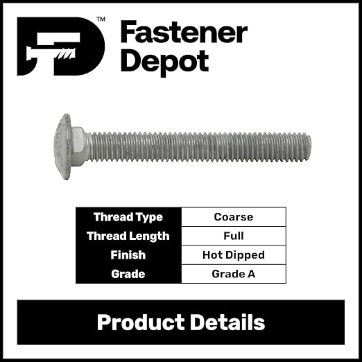 3/4"-10 x 3 (20 Pack) Hot Dipped Galvanized Carriage Bolt Grade 307A for Exterior Use by Fastener Depot