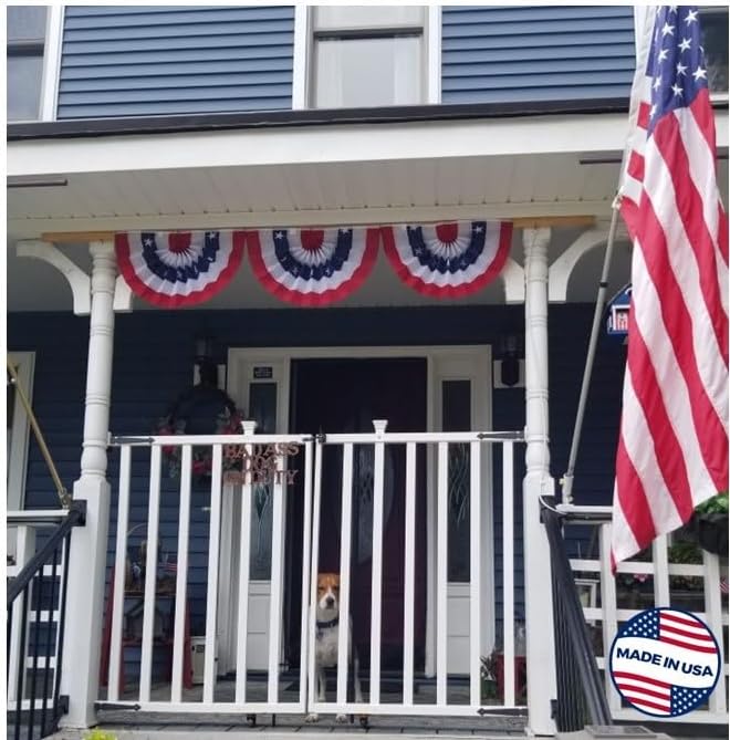 Made in America by Old Glory Bunting. American Pleated Fan Flag Bunting. 1 x 2 ft Stars & Sewn Stripes USA Indoor/Outdoor Cotton Bunting Banner. Perfect for July 4th and America 250 events.