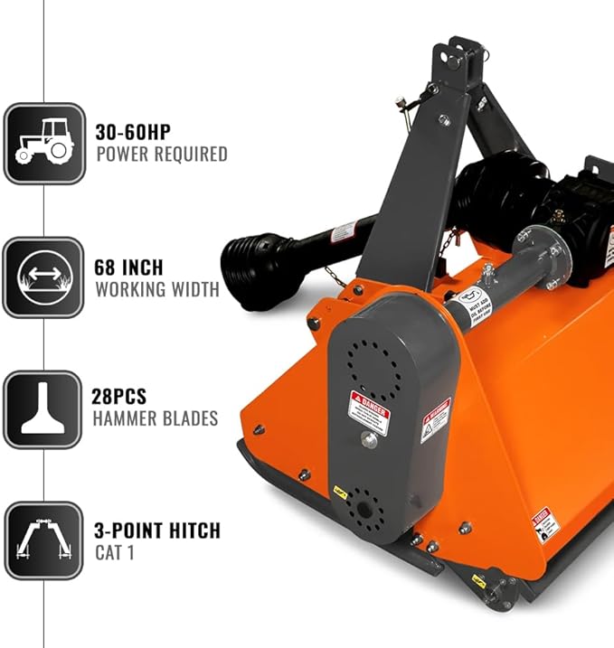 68'' PTO Flail Mower 3 Point 30-60hp, NAM68