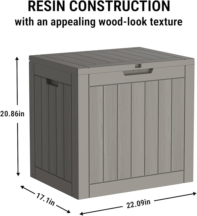 Mars Villa Deck Box, Waterproof Weatherproof and UV Resistant Resin Storage Bin with Lockable Lid, Ideal for, Outdoor, Patio Furniture Cushions, Pool Supplies, Garden Tools (31 Gallon, Light Brown)