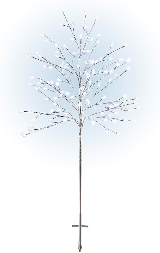 Alpine Corporation 58"H Indoor/Outdoor Frosty Christmas Snowflake Tree with LED Lights , Christmas Decoration