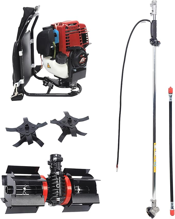 35.4CC Gas Powered Weed Wacker, 4-Stroke 1KW 4500-8500RPM Gasoline Weed Eater String Trimmer, Backpack Lawn Edge Cutter, Brush Cutter, Hedge Trimmer for Farmland Weeding, Harvesting, Clearing