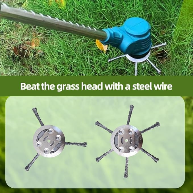 Steel Wire Grass Trimmer Head, 2025 Upgraded String Trimmer Replacement Head, 6 Inch Steel Wire Wheel Grass Trimmer Blade Remover Tool for Lawn Mower Tray (1, 6 Blade)