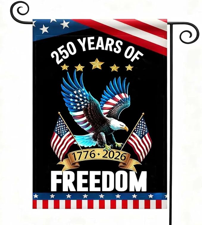 250 Years America Garden Flag,250th Anniversary USA Patriotic Banner Double-Sided with Eagle Design, 1776-2026 Commemorative (A_1 x 1.5 ft)