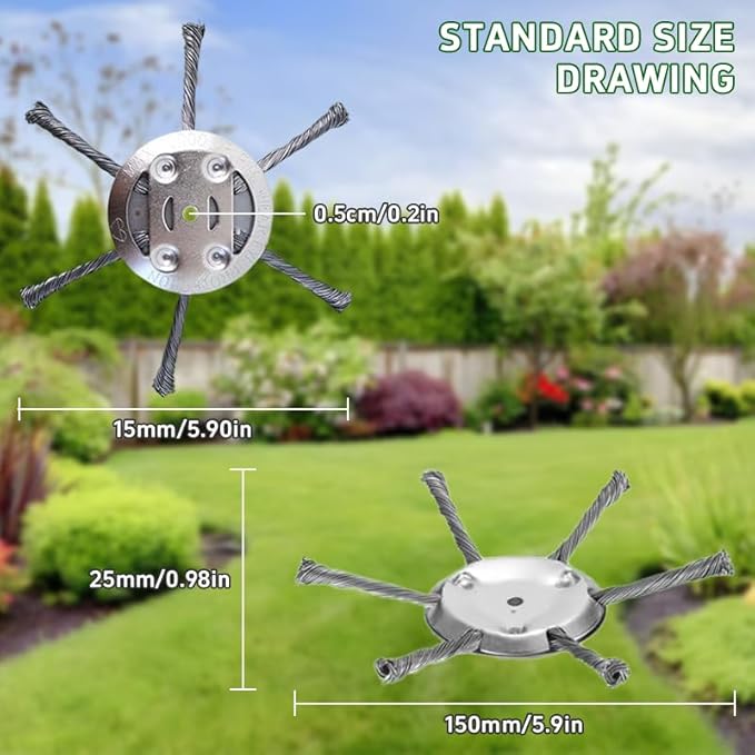 6 Inches Steel Wire Grass Trimmer Head, 2025 New Wire Trimmer Head Replacement for Electric Battery Powered Cordless String Trimmer（ 6 Blade (1)
