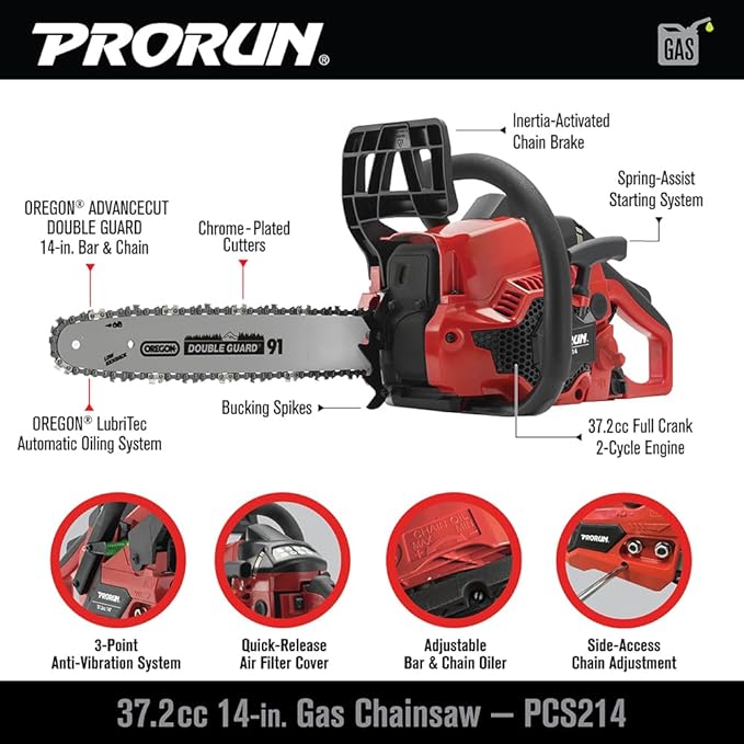 PRORUN 37.2cc 14-in. Gas-Powered 2-Cycle Chainsaw