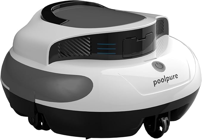 POOLPURE AquaGuard SE II Cordless Robotic Pool Cleaner - 120Min Runtime with 5000mAh Battery, Dual 30W Motor Power for Above Ground & Inground Pools, Auto Cleaning with Self-Parking