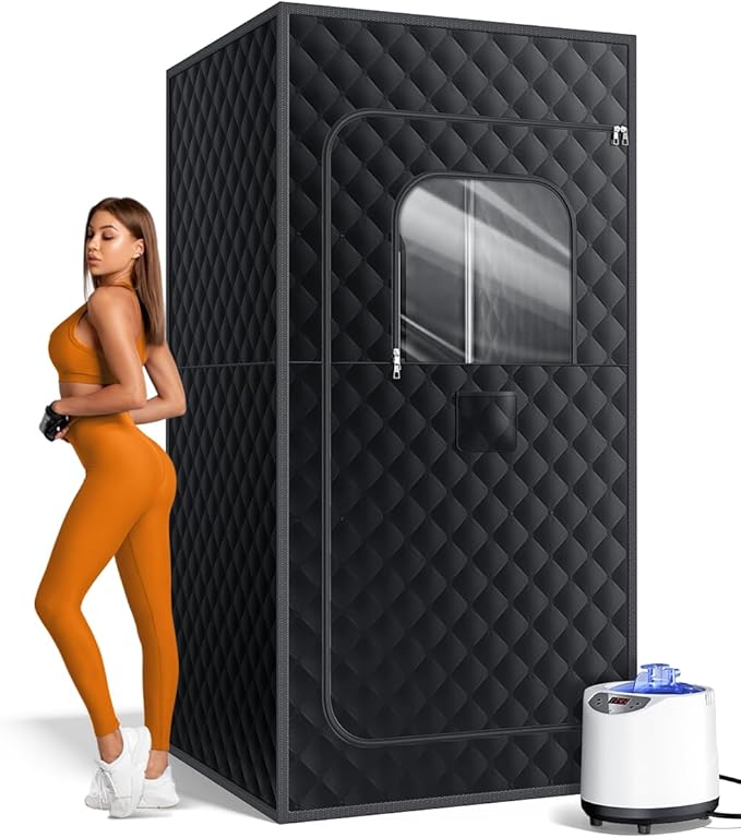 Sauna Box, Portable Sauna for Home, Personal Portable Steam Sauna Tent with 1200W 3L Steamer Heater, 15 Levels, Remote Control, Foldable Chair, Cozy Big Size 36 * 36 * 71 inches