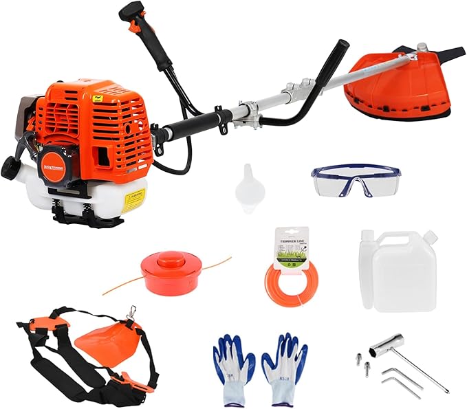 New Weed Eater Gas Powered 52cc 2-Stroke Gas Crank, 2 in 1 Grass Trimmer, Multi-Functional Trimming Tool - String Trimmer, Brush Trimmer (Red2)