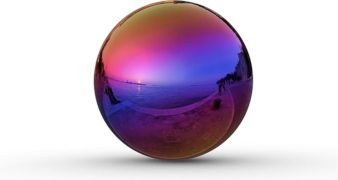 Lulu Decor, Rainbow Stainless Steel Gazing Mirror Ball Size 12, Smooth Reflective Shiny Garden Decoration Globe