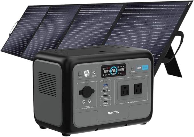 OUKITEL P800 Portable Solar Generator with 200W Solar Panel, 512Wh Solar Power Station with 2x800W AC Outlets (1600W Peak), 500W Fast Charging, Emergency Power Station for Home, Camping & RVs