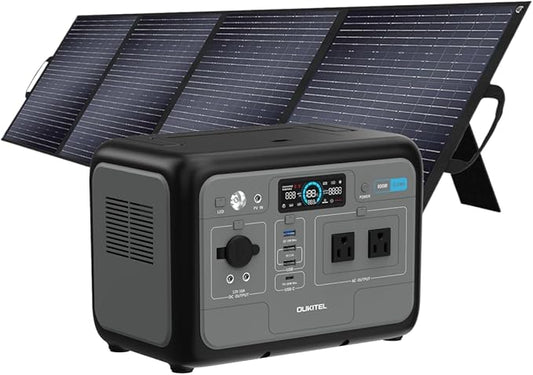 OUKITEL P800 Portable Solar Generator with 200W Solar Panel, 512Wh Solar Power Station with 2x800W AC Outlets (1600W Peak), 500W Fast Charging, Emergency Power Station for Home, Camping & RVs