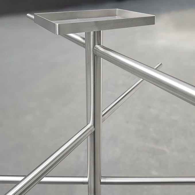 Marble Base Towel Rack for Swimming Pool, Hot Tub Or Spa, 304 Stainless Steel 6 Arms Standing Towel Holder with Tray for Indoor or Outdoor Towel Sheet Drying Rack Brushed Nickel