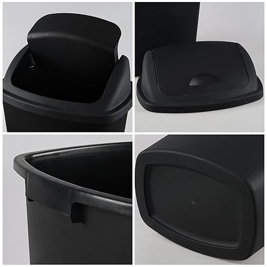 4 Pack 70 liters Large Outdoor Trash Can, Black Recycling Bin with Swing Lid