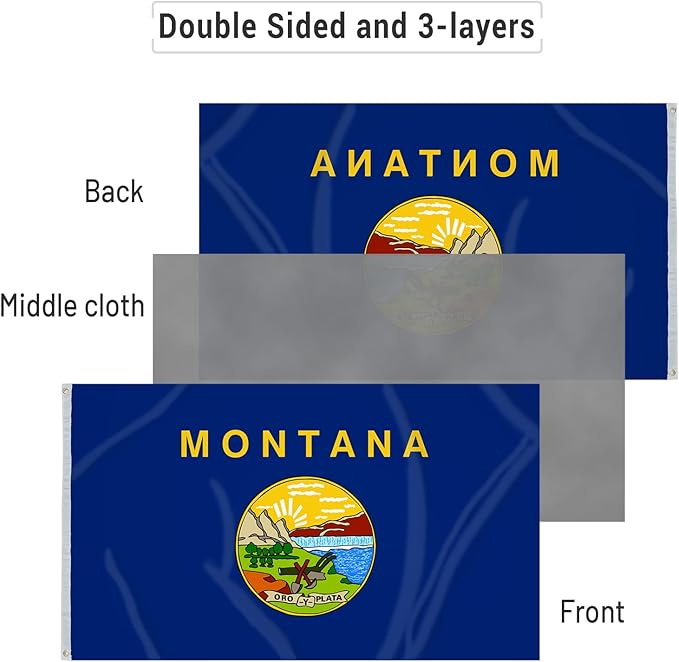 AMZFLAG Montana State Flag 3x5 ft Outdoor, Double Sided MT Montana Flag Heavy Duty with 2 Brass Grommets