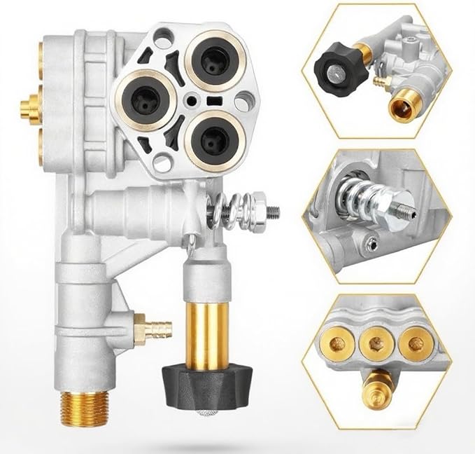 7108366 Pressure Washer Pump Manifold Replacement Kit for 510020 and 520006 Axial Cam Pressure Washer Pumps Compatible with Simpson Cleaning Manifold
