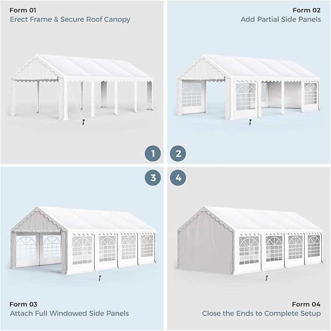 GREEN PARTY 13x26FT Party Tent Heavy Duty, Large Wedding Event Shelters with 3 Carry Bags & Removable Sidewalls, Outdoor Canopy Gazebo Commercial Tent for Carport Camping Garden Patio