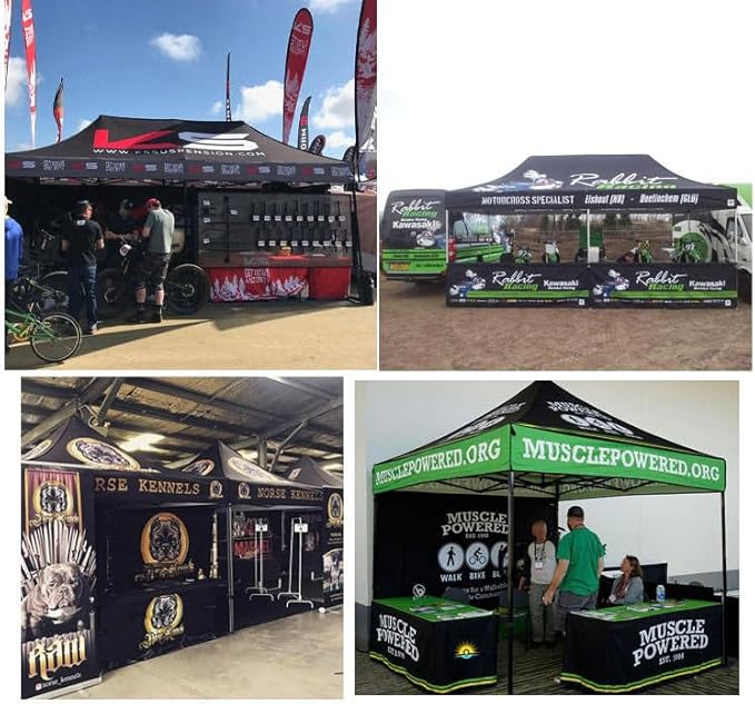 Custom Canopy Tent 10x15 with Logo- Pop Up Canopy Tent Packages for Outdoor and Trade Show Events - Nano-Grade Water Repellent Heavy Duty (1 Full Wall + 2 Half Wall)