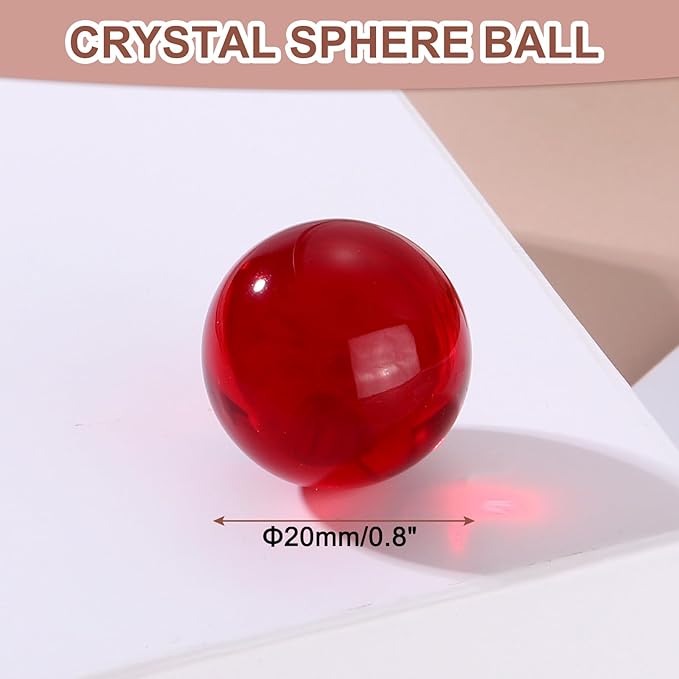uxcell 20mm/0.8" Crystal Sphere Ball Glass Solid Decorative Sphere Crystal Ball Prop Ornament for Feng Shui Divination Fortune Telling Tabletop Fountain Decoration, Red