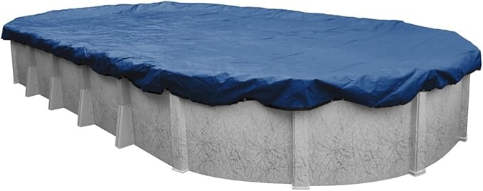 Pool Mate 18 x 40 ft Industrial Blue Winter Oval Pool Cover for Above Ground Pools, 4 ft Overlap (22 x 44 ft Cover Size), Solid 14 x 12 Scrim, 4.5 oz/yd2, 20-Year Warranty, Style: 201840-4PMA