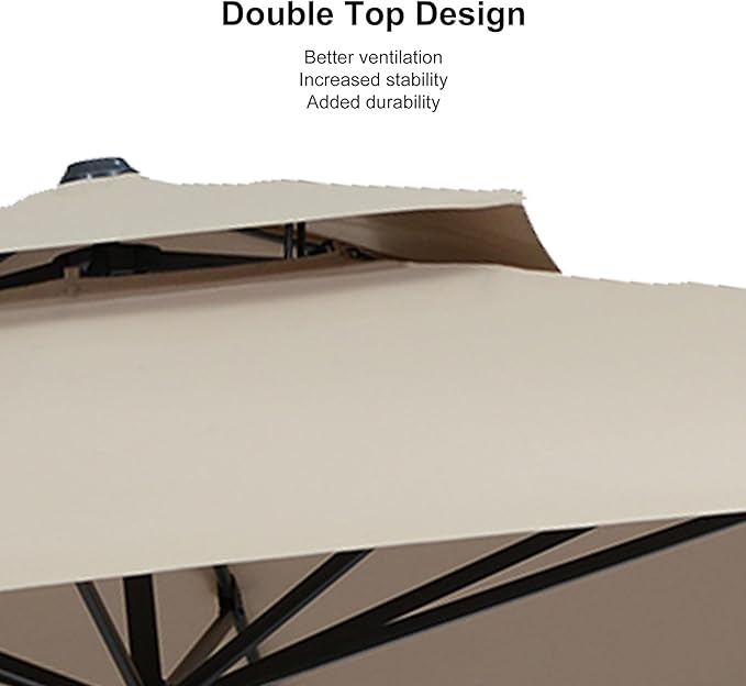 PURPLE LEAF 10' x 13' Cantilever Patio Umbrella Outdoor Umbrella with 330lbs Base Large Rectangular Windproof Offset Umbrella for Pool Deck Garden, Sand Dune
