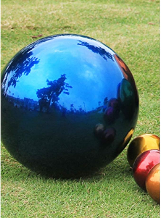 15cm/6inch Diameter Gazing Globe Mirror Ball,Blue Stainless Steel Polished Reflective Smooth Garden Sphere,Colorful and Shiny Addition to Any Garden or Home