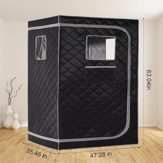 Smartmak Full Size Steam Sauna, One or Two Person Whole Body Large Space Home Spa, 4L Steamer Included- BlackGrey