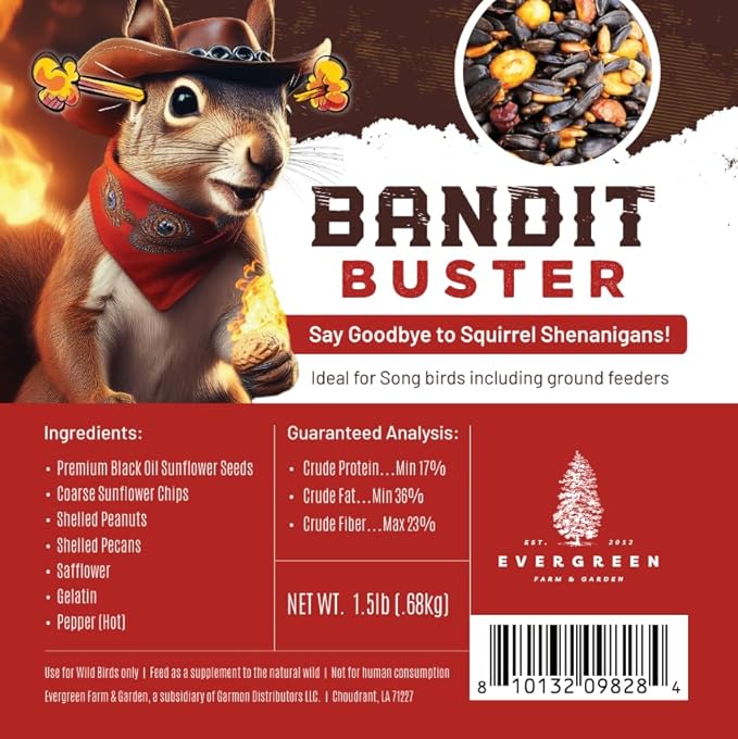 Birdseed Cylinders with Hole - Bird Seed for Outside Wild Birds (Small Cylinder, Bandit Buster 2pc)