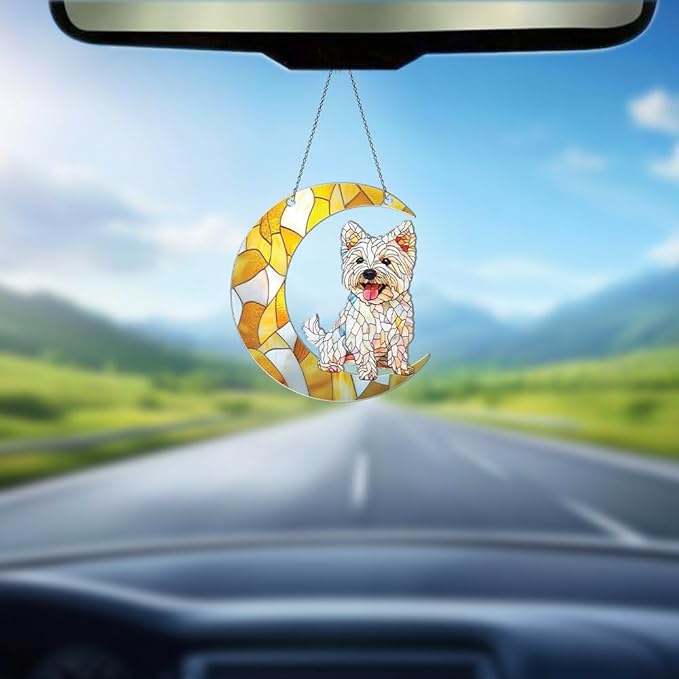 Westie Ornaments Decor for Christmas Tree - Westie Gifts for Women Men - Westie Home Kitchen Room Christmas Decorations - 2D Flat Acrylic Ornament Window Hanging