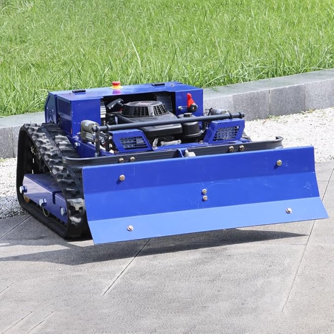 Remote Control Lawn Mower with Snow Plow,4WD Oil-Electric Hybrid Crawler Track Mower,1.1-5.9 Inch Cutting Height Professional Landscape and Estate Mower for 100% Slope(45°) Large Turf Grass Cutting