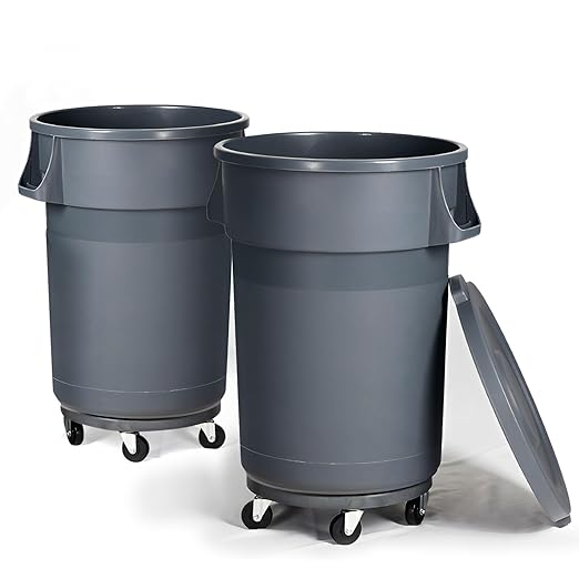 32 Gallon Outdoor Trash Can, Outdoor Trash Can with Lid and Wheels, Commercial Trash Cans Suitable for Restaurants, Kitchens and Courtyards