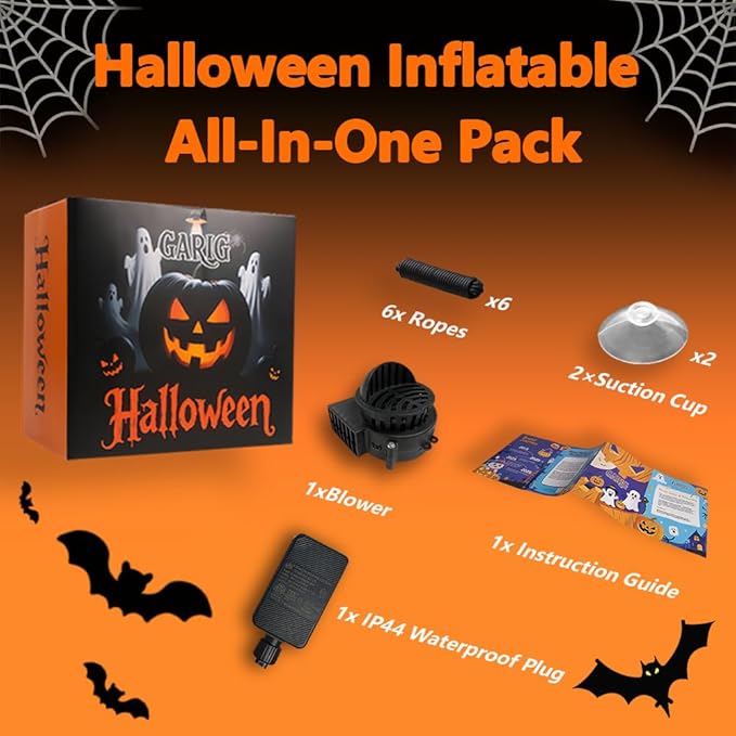 GARIG 12FT Halloween Inflatables Outdoor Decorations Pumpkin Octopus Tentacles Build-in LEDs Lights Blow Up Yard Decorations for Garden Lawn Window Indoor Party Holiday Decor