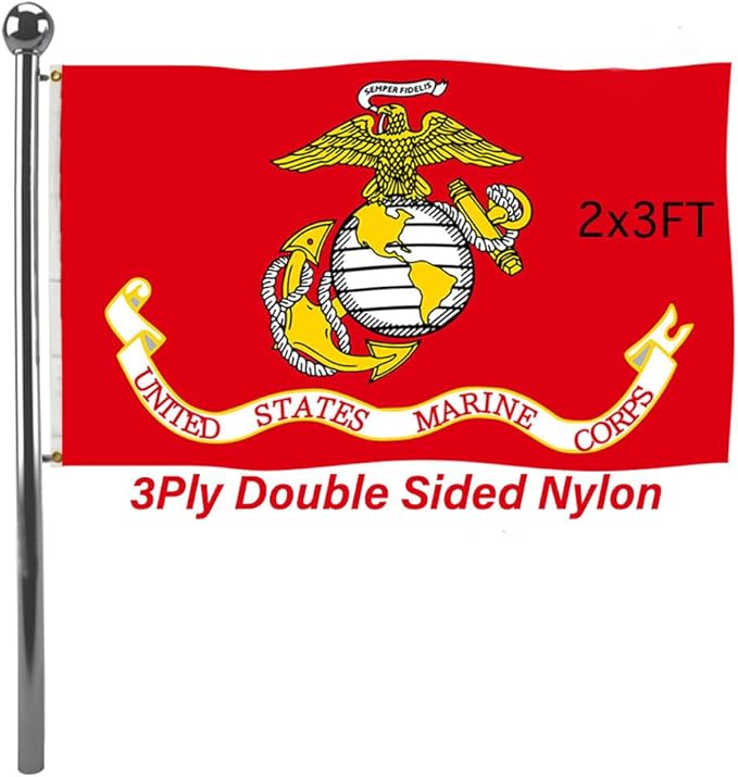 Jayus US Marine Corps Military Flags 2x3 Outdoor - 320D Heavy Duty Nylon Double Sided USMC Army Flag Banner with 2 Grommets