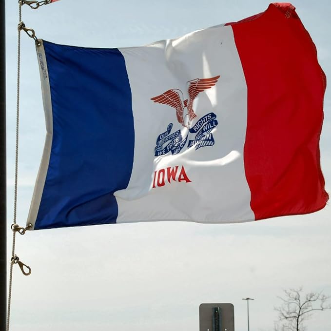 FLAGWIN Iowa Flag 3x5 FT - 3 Ply Double Sided Polyester Iowa State Flag with Brass Grommets - Vivid Color and Fade Proof State of Iowa Flags 3x5 Outdoor