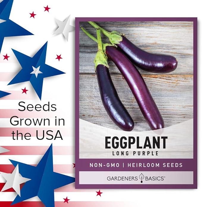 Gardeners Basics, Eggplant Seeds for Planting - (Long Purple) is A Great Heirloom, Non-GMO Vegetable Variety- 500 mg Seeds Great for Outdoor Spring, Winter and Fall Gardening