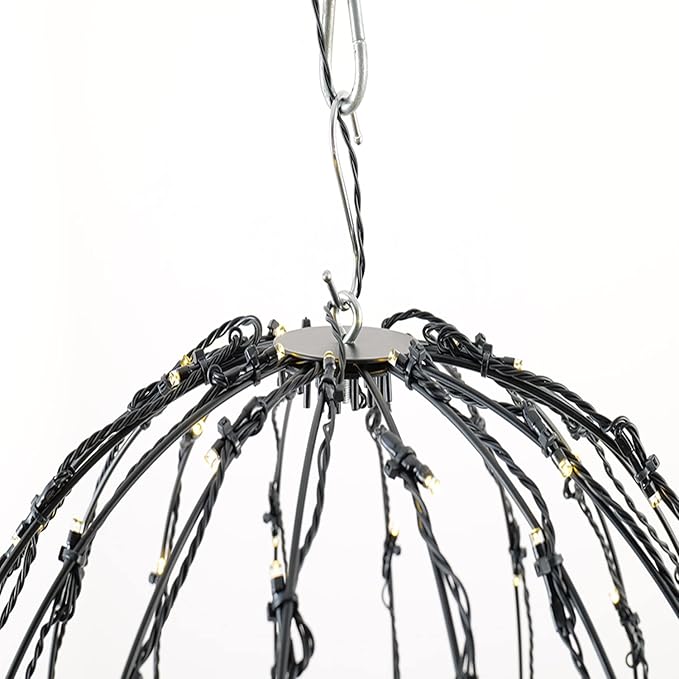 LED Light Balls Metal Hanging Tree Sphere Globe Light for Patio Holiday Festival Garden Decor (16 Inch 3 Pack)