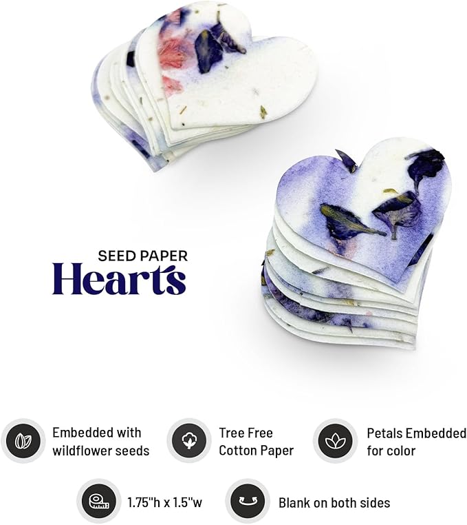 50 pcs Small Purple Hearts – Plantable Seed Paper for Weddings, Gifts, and Life Events (#45s)